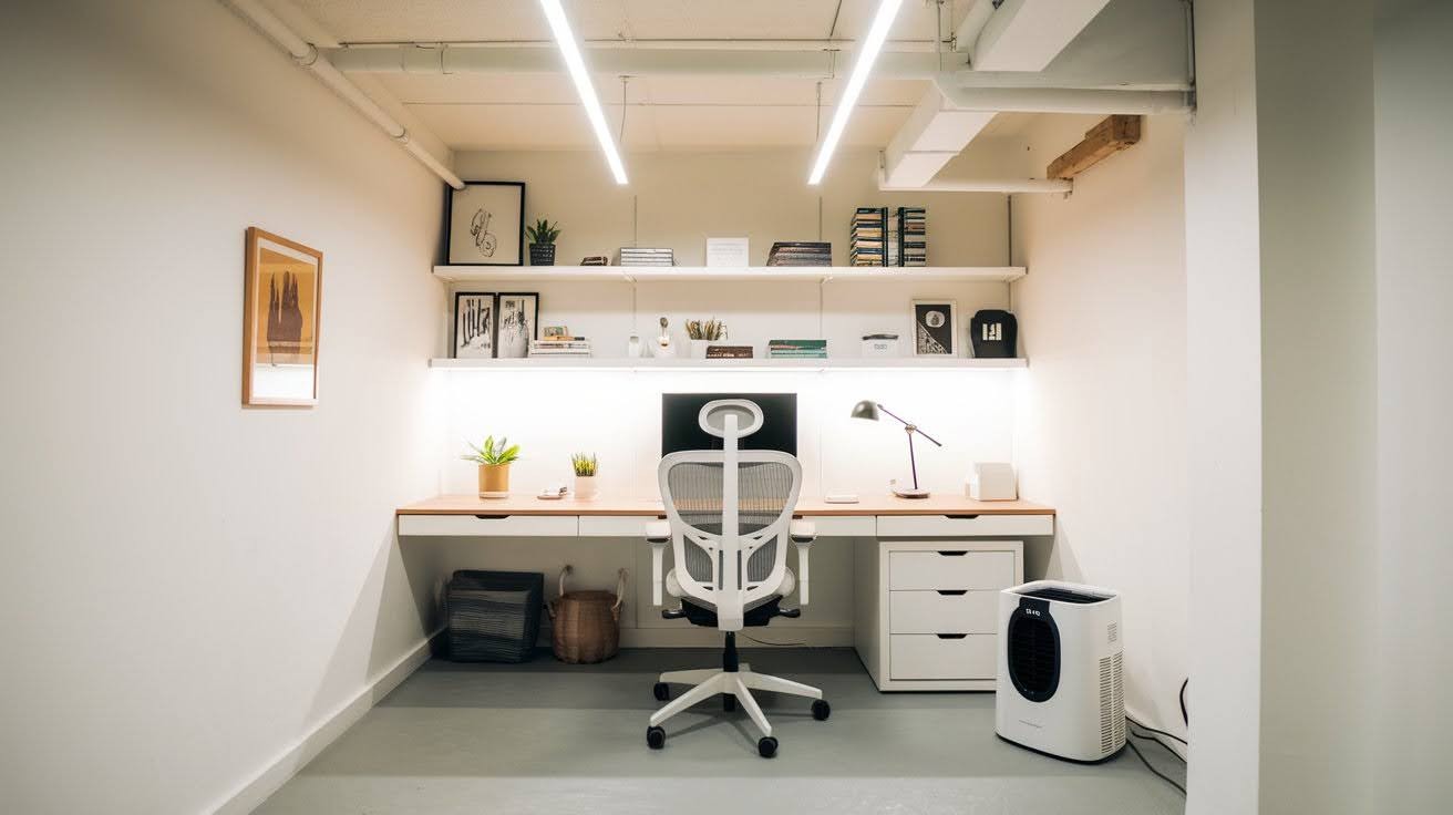 Stylish Basement Home Office