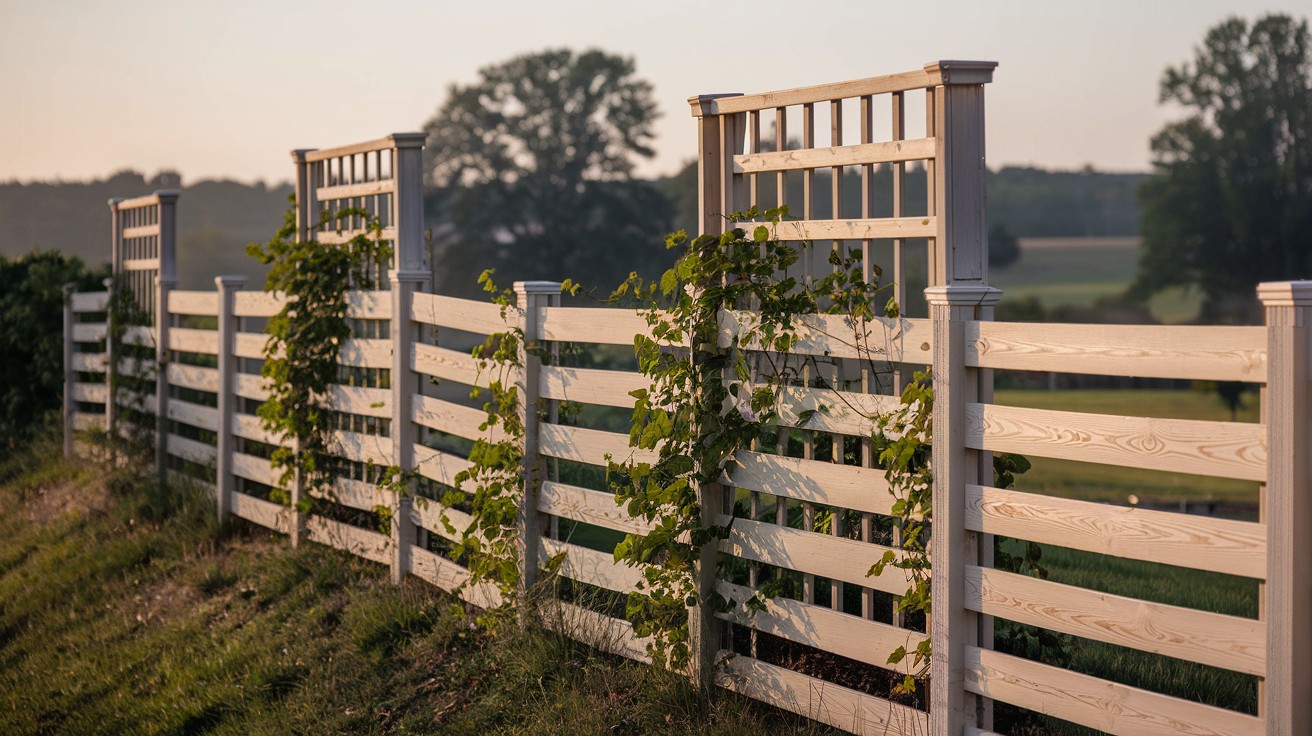 Trellis Extensions Above for Vines or Privacy on Incline