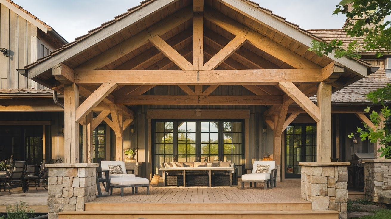 Wooden Beam Patio Roof Extension
