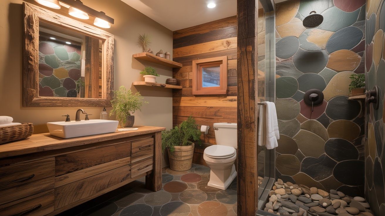 Cabin-Inspired Bathroom Materials and Finishes