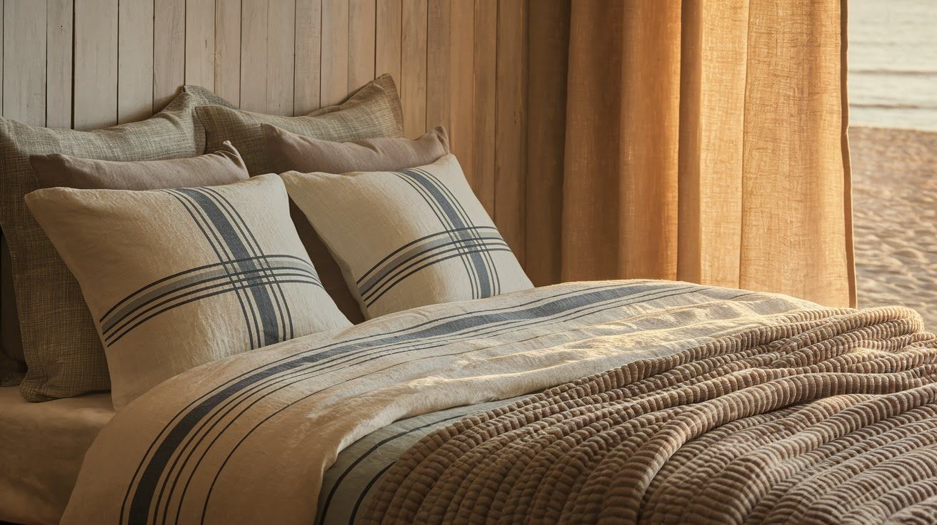 Coastal-Inspired Bedding Layers