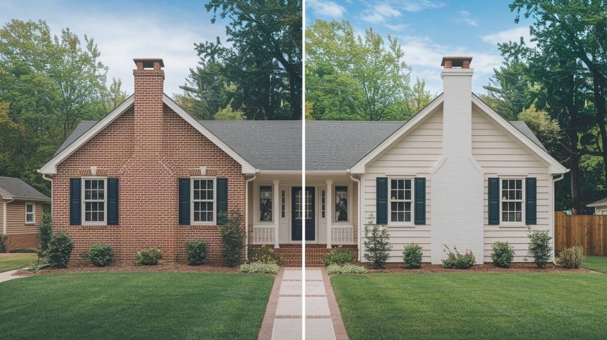 Before And After Limewash Brick Ranch House