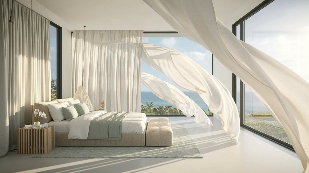 Large Windows and Sheer Curtains