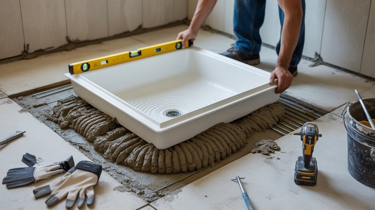 Secure the Shower Pan in Place