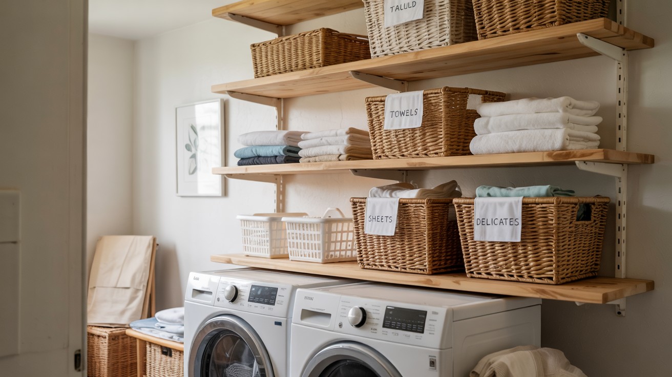 Stackable Shelves With Storage Bins