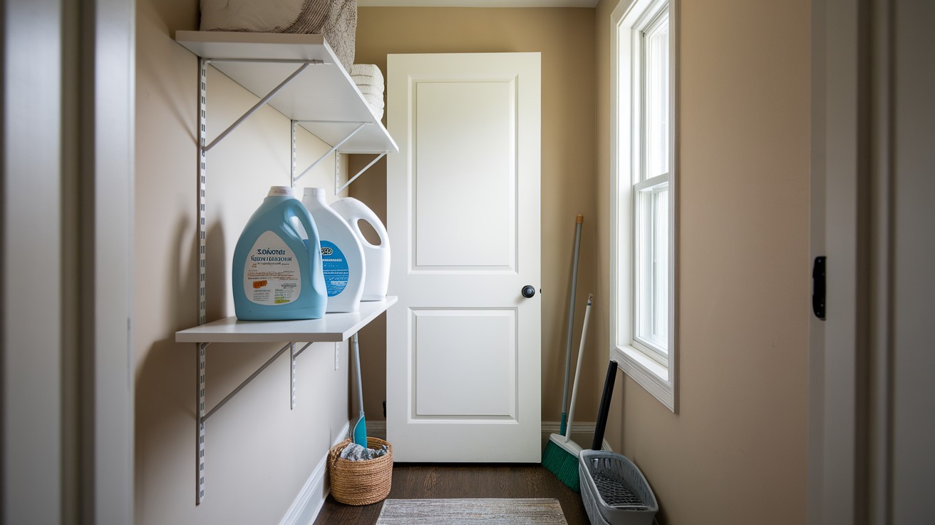 Tension Rod Shelf for Laundry Closets