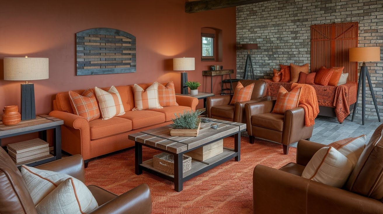 Cozy & Rustic Orange Living Room Ideas