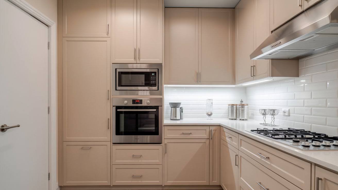 Microwave Over a Built-In Pantry Cabinet