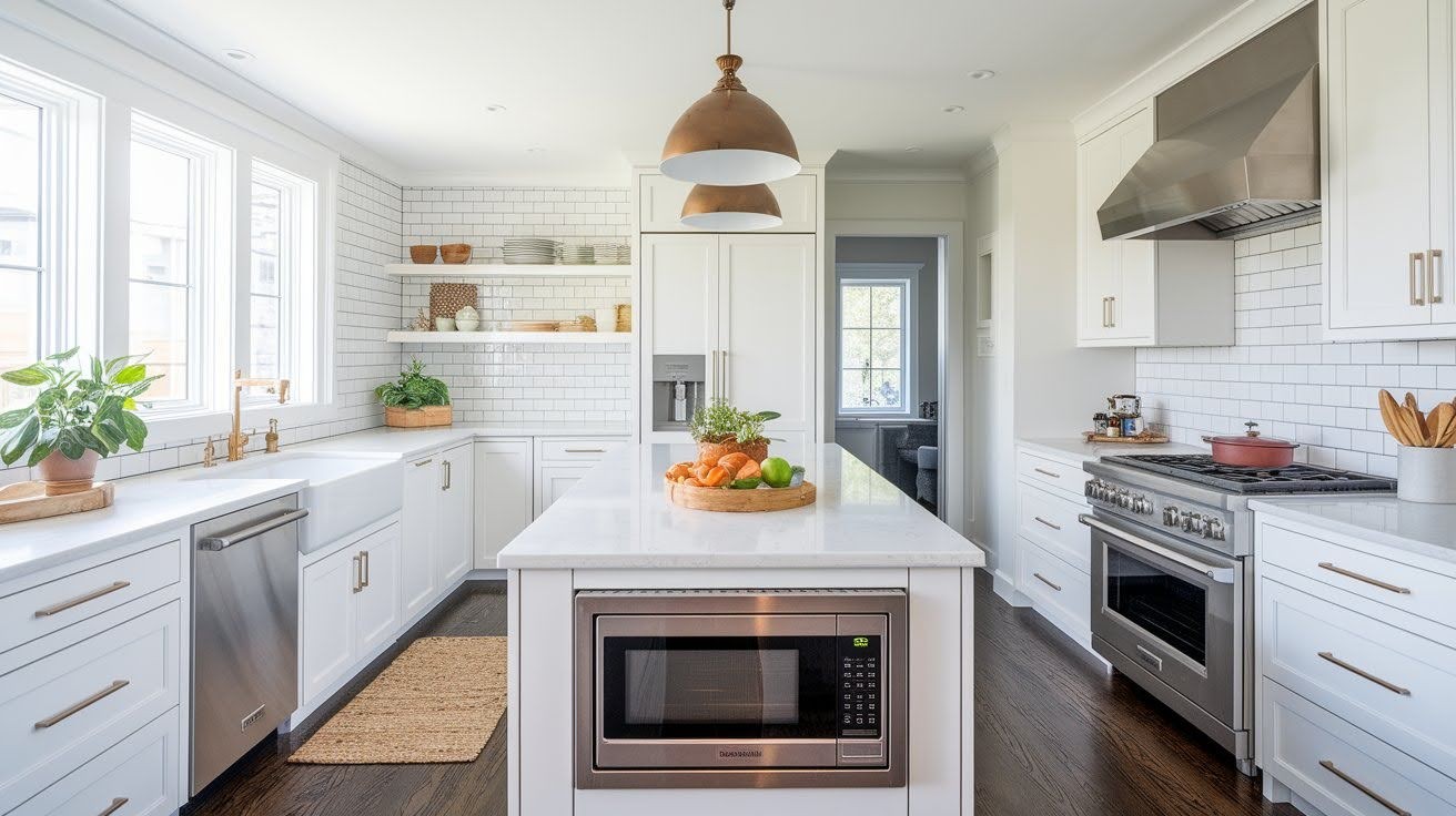 Microwave in a Kitchen Island