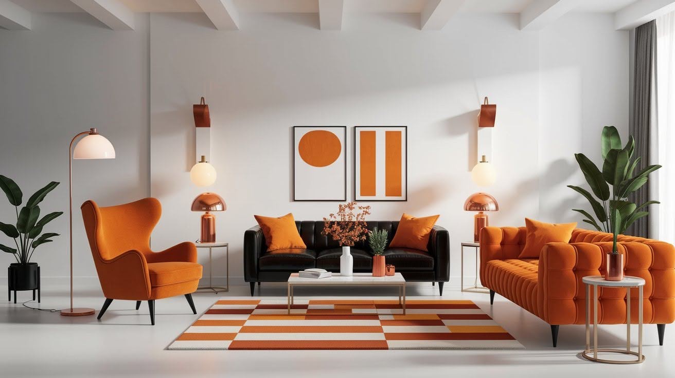 Modern & Chic Orange Living Room Inspiration
