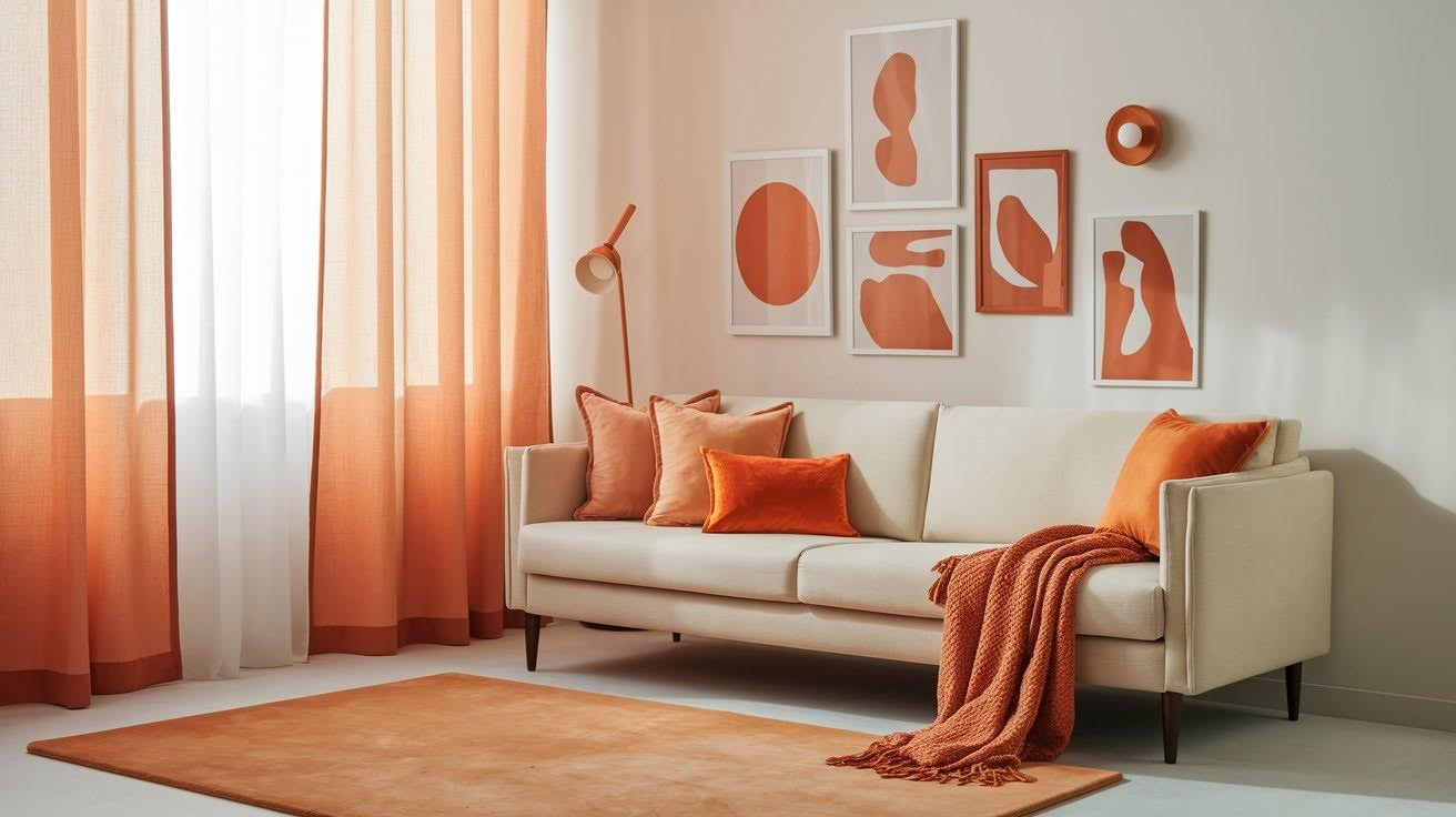 Neutral & Amazing Orange Living Room Ideas