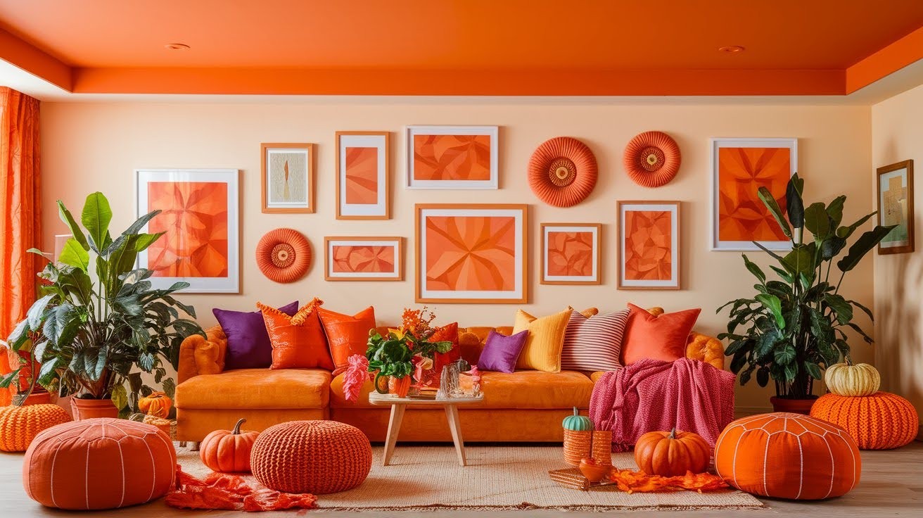 Playful & Creative Orange Living Room Styles