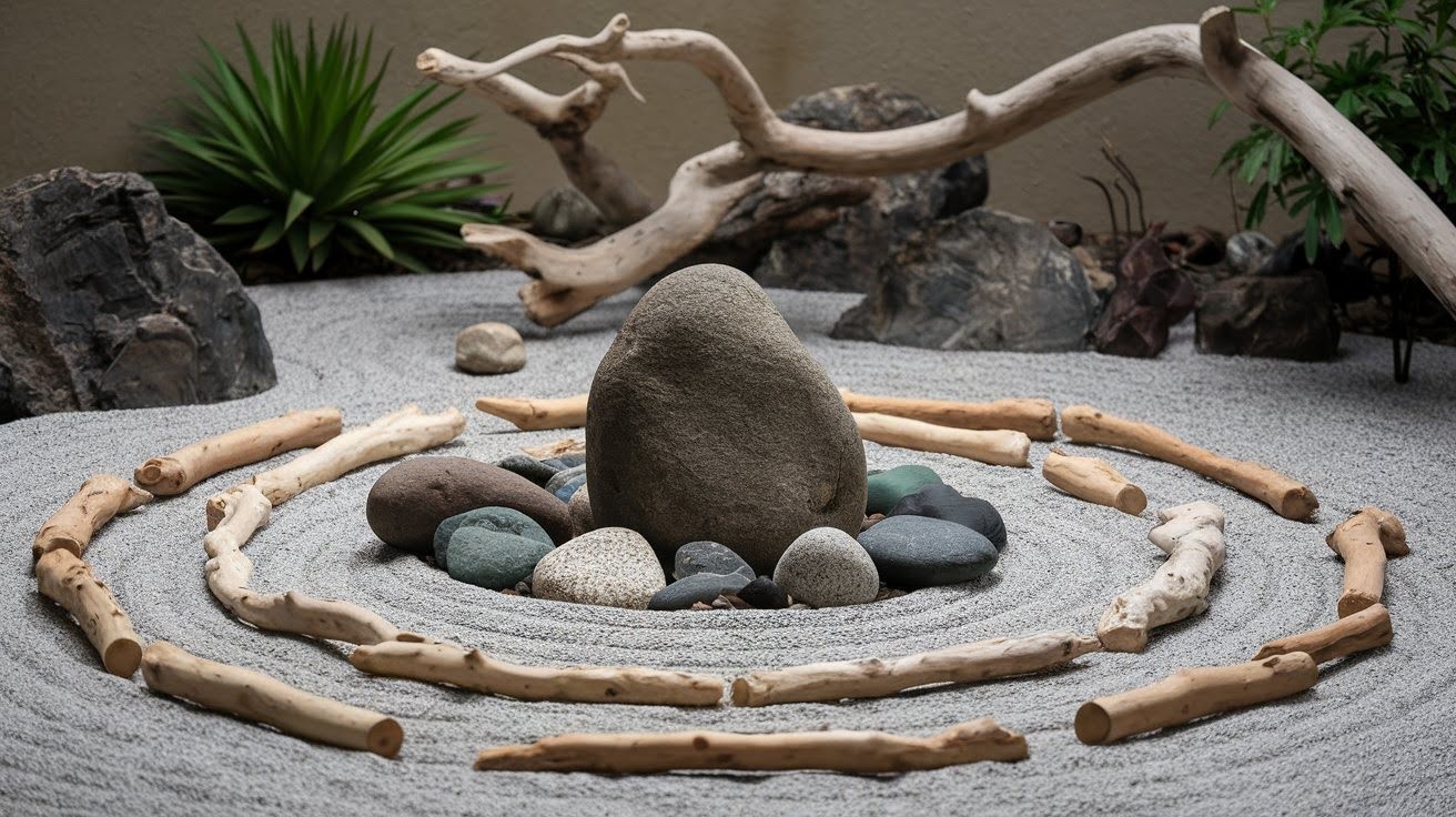 Zen Garden with Driftwood