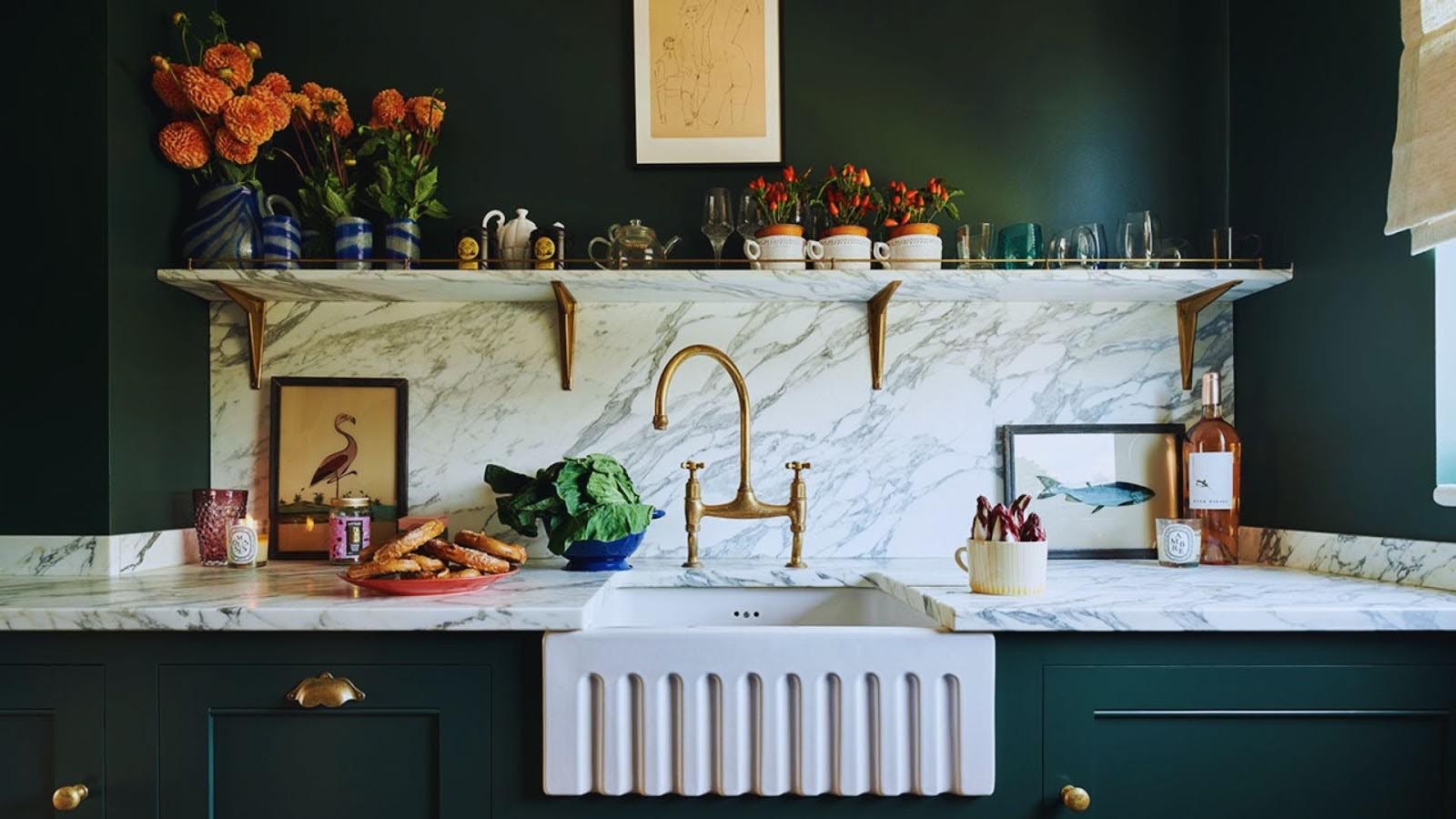 Bold and Moody Green Kitchens