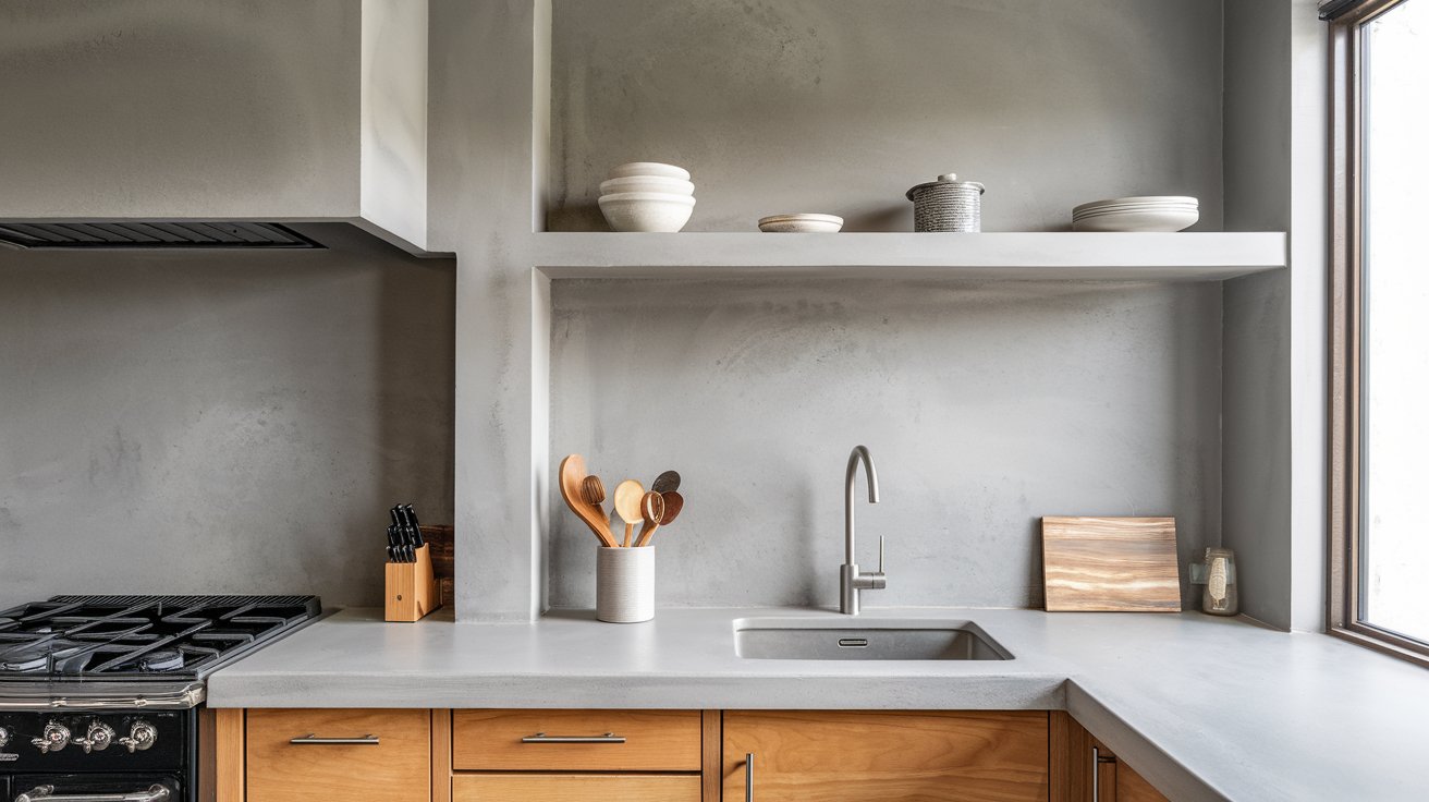 Microcement Kitchen Walls and Backsplash