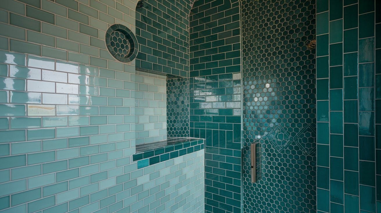 Bold & Statement Green Tile Showers