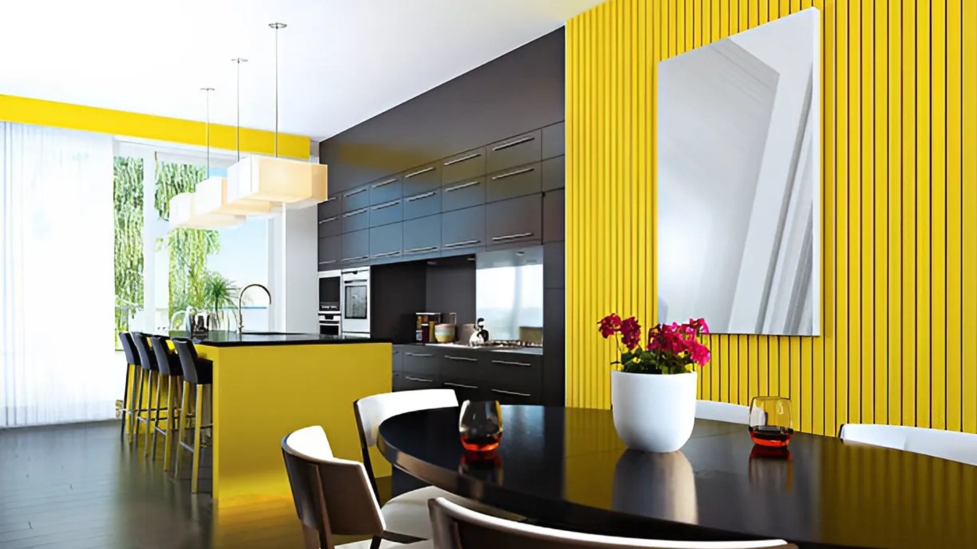 Chalkboard Painted Yellow Accent Wall for Notes or Recipes