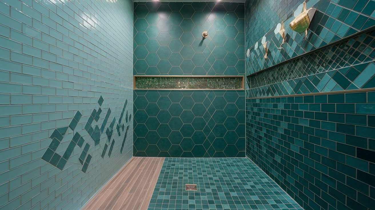 Creative & Patterned Green Tile Showers