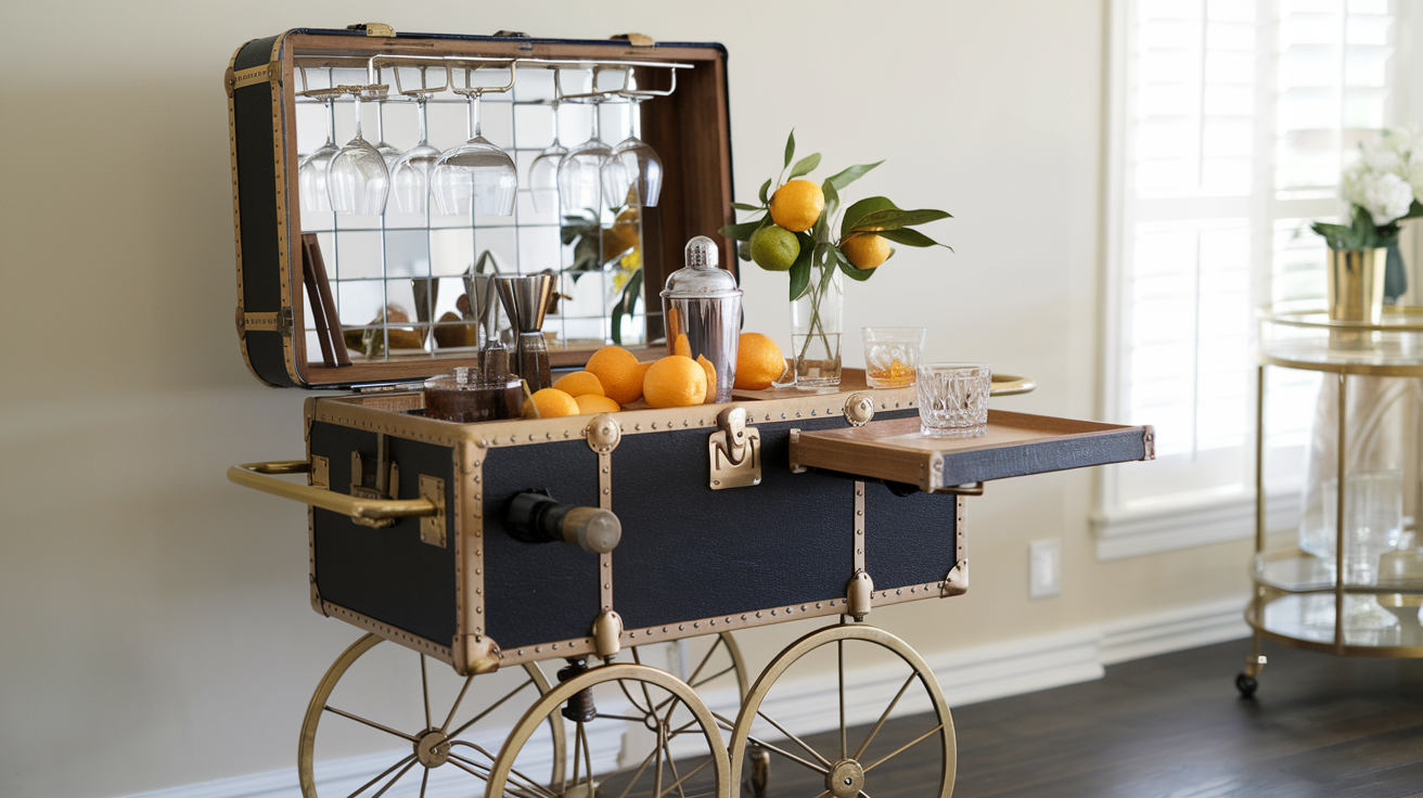Rolling Bar Cart Trunk